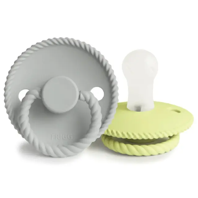 Σετ 2 Πιπίλες Σιλικόνης FRIGG Rope Silver Gray/Green Tea 0-6 Μηνών Baby Oliver