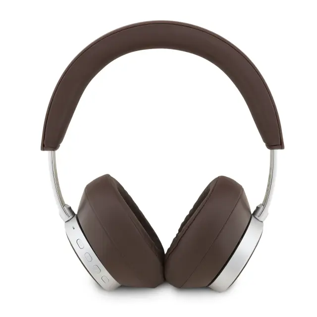 Guess PU Saffiano Triangle Logo ENC Wireless Headphone Brown 2