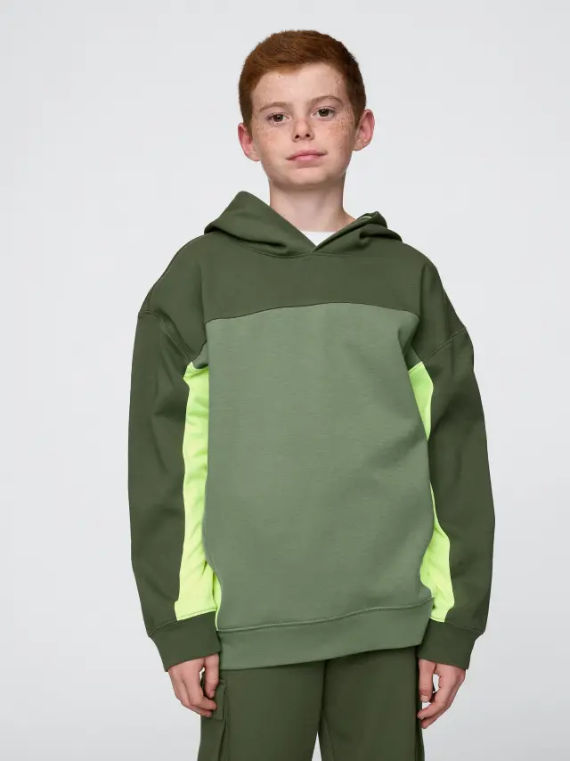 Πράσινο Παιδικό GapFit Tech Φούτερ Green color block - XXL