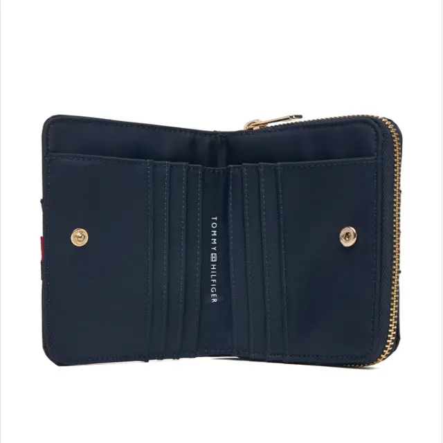 Tommy Hilfiger Γυναικείο One Size Πορτοφόλι TH Icon Med Zip Around With Flap Nylon Co Σκούρο Μπλε 3