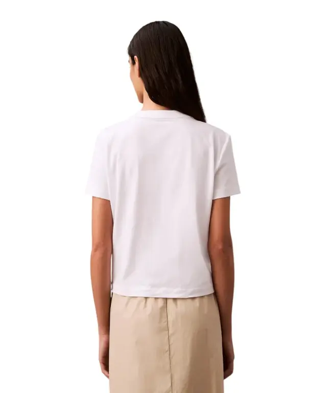 Calvin Klein - Γυναικείο T-Shirt SS Flocked Logo CN Tee Regular Fit LV047B851G-YAA Λευκό - S 2