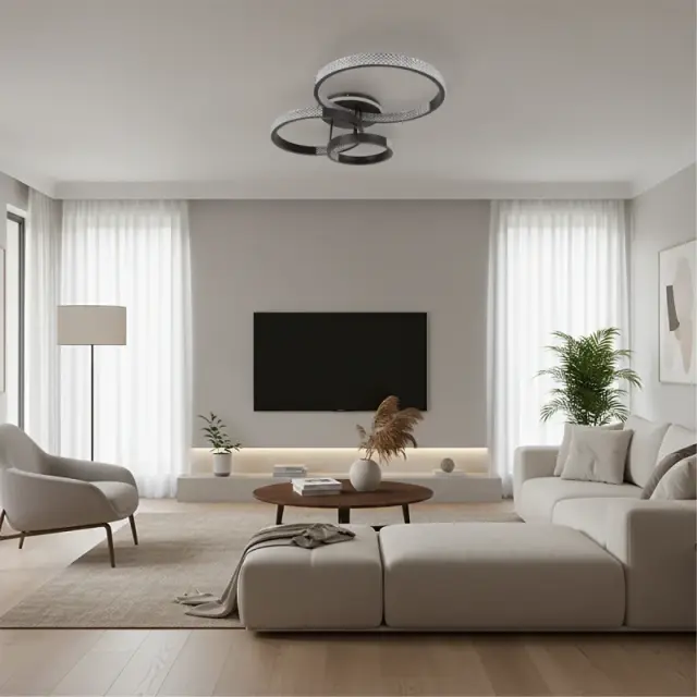 DIAMOND LED Φωτιστικό Οροφής 100W CCT με Χειριστήριο Μαύρο Ματ KLV-101-0226 2