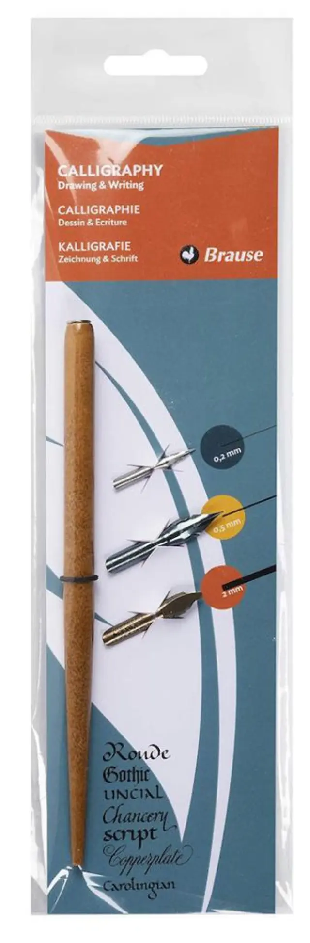 Brause Calligraphy Set 1x Wooden Nib Holder 3x Nibs Drawing / 16003b (Bookstop)