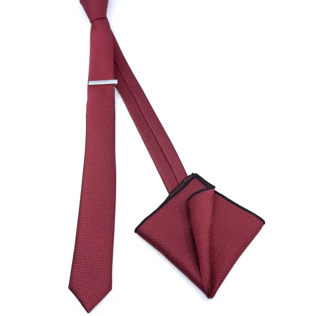 Κόκκινη Γραβάτα Slim 4,5 cm Σετ με Μαντηλάκι 2
