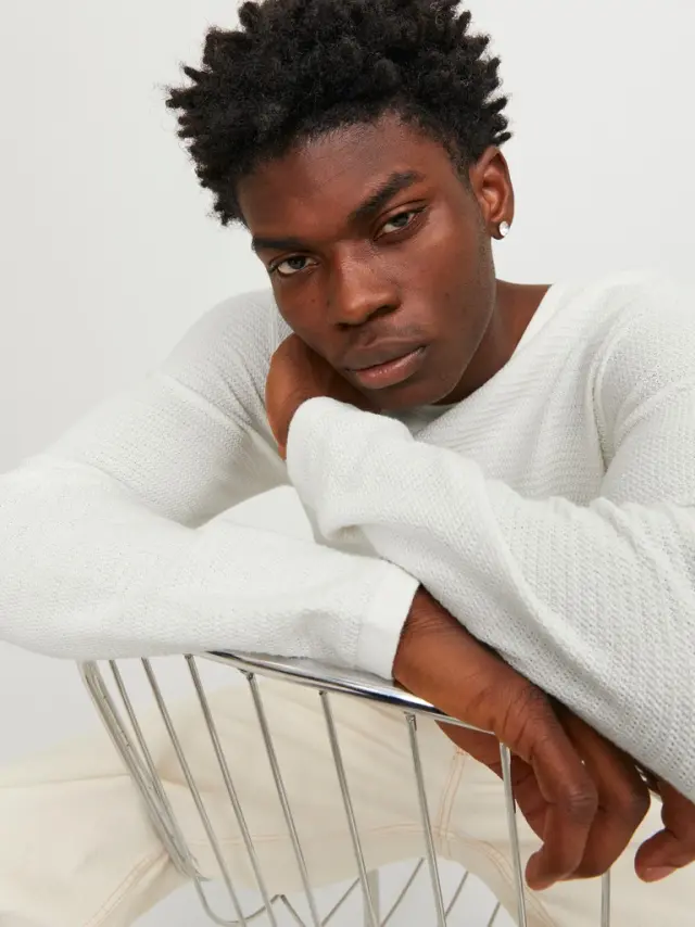JJEGREG KNIT CREW NECK SN cloud dancer 2