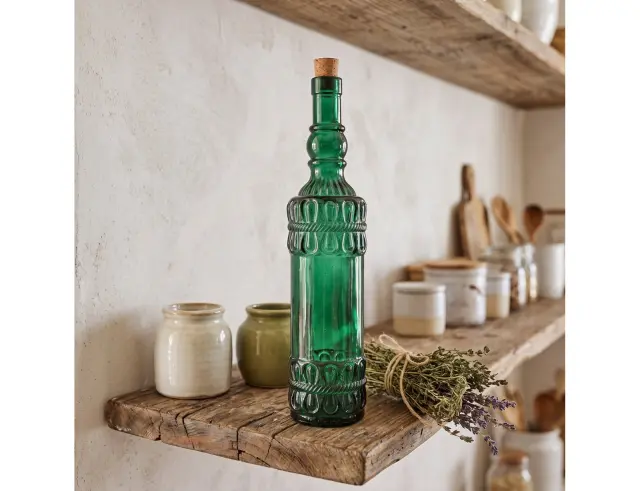 Διακοσμητικό Μπουκάλι με πώμα Glass Drops Lazos (5043DB734) Aπό 100% ανακυκλωμένο γυαλί, Xωρητικότητας 700ml, Διαστάσεων Ø 8 x Υ 34 cm, Αlbahaca 5043DB734