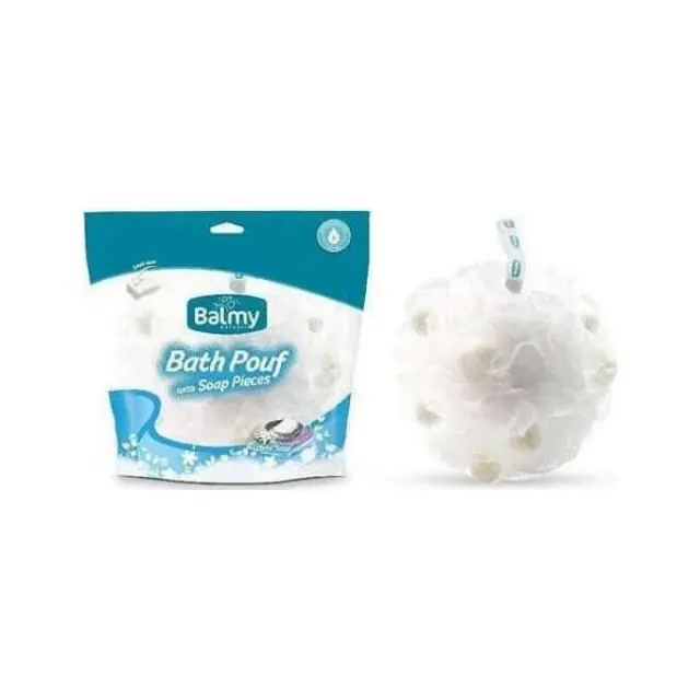 Vican Balmy Bath Pouf Σφουγγάρι Με Πέρλες Σαπουνιού Και Άρωμα Άσπρο Σαπούνι 1 τμχ
