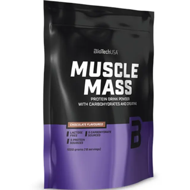 Biotech USA Muscle Mass με Κρεατίνη Χωρίς Λακτόζη με Γεύση Φράουλα 1kg