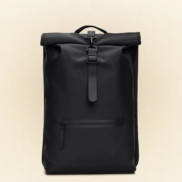 Σακίδιο Πλάτης Rains Rolltop Rucksack 13320-Black Μαύρο - ONESIZE