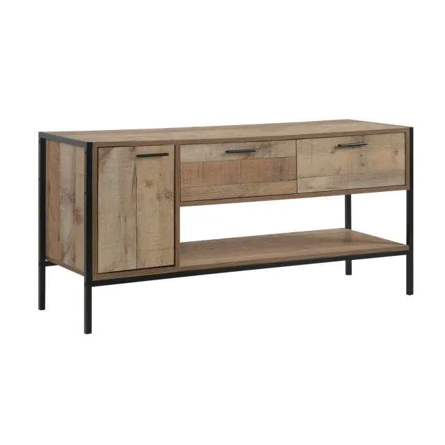 Έπιπλο PALLET-W Τηλεόρασης 2 Συρτάρια 1 Ντουλάπι Antique Ξύλο 124x40x60cm