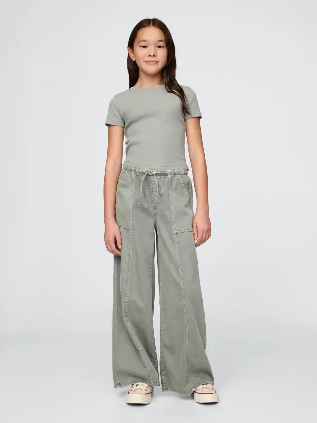 Πράσινο Παιδικό UltraSoft Twill Easy Baggy Παντελόνι Gasoline green