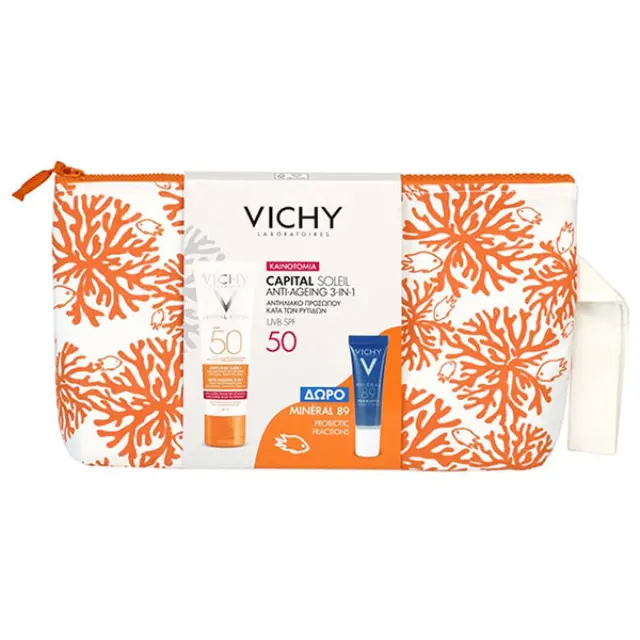 Vichy Capital Soleil Αντηλιακό Κατά των Ρυτίδων 3 σε 1 SPF50 50 ml + Δώρο Vichy Mineral 89 Probiotic Fractions Concentrate 10ml