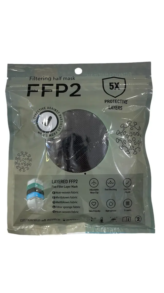 ΜΑΣΚΑ FFP2 ΜΑΥΡΟ 5 τμχ