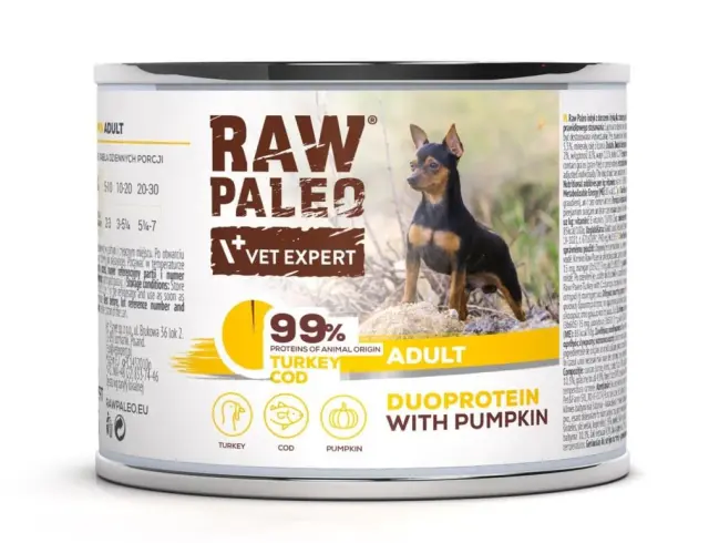 RAW PALEO Duoprotein Turkey & Cod Adult - wet dog food - 200g