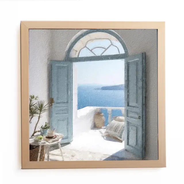 Θέμα (island 7 ) 1 Κάδρο 37x37cm κορνίζα ξύλινη χρώμα φυσικό ξύλο θέμα με πλαστικοποίηση (Κ 2033/83+7 island)