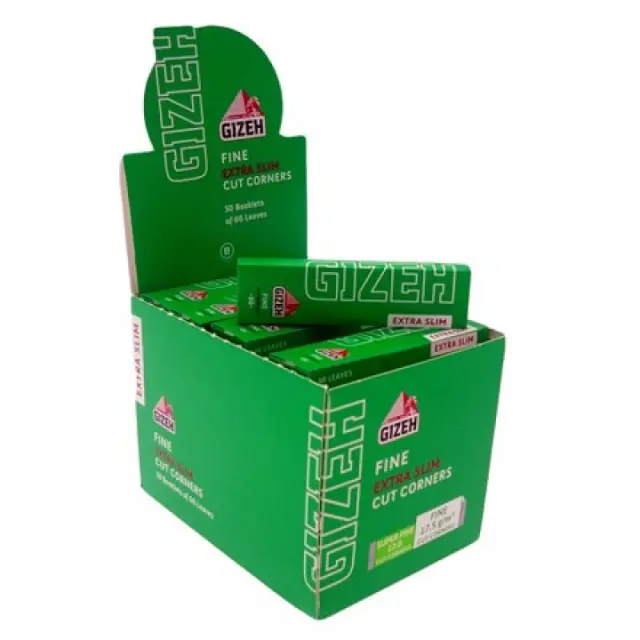 Χαρτάκια GIZEH Extra Slim Fine με 66 φύλλα (σκούρο πράσινο ) Συσκ. 50 τμχ