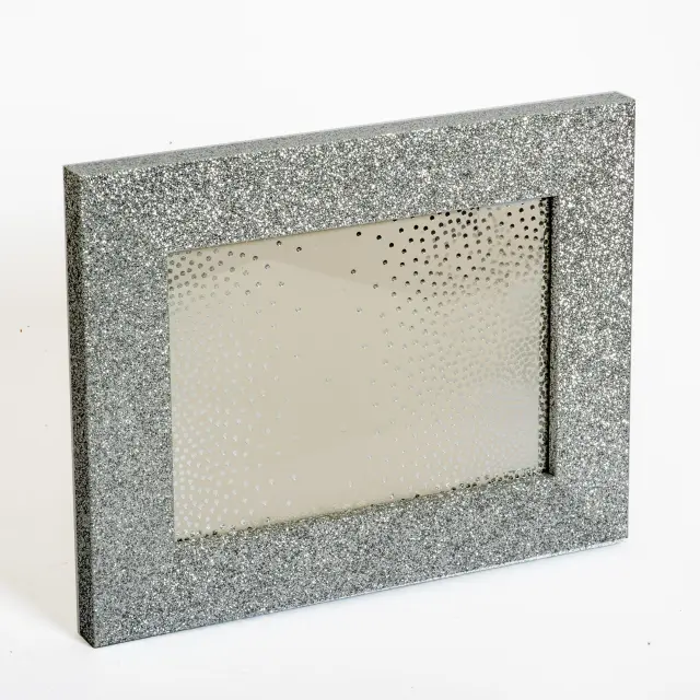 κορνίζα 30X40 τοίχου ξύλινη χρώμα Ασημί ( glitter silver )BROADWAY για φωτογραφία 30Χ40 2