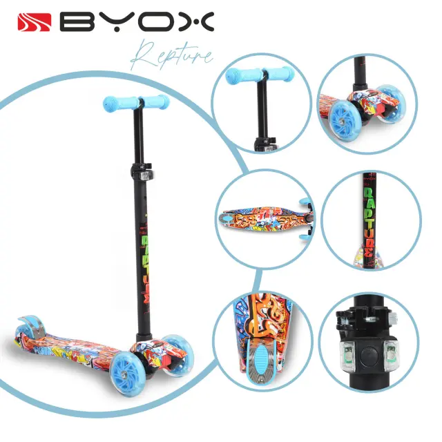 Byox Rapture Τρίτροχο Πατίνι με Φωτιζόμενες Ρόδες Blue 3+ Ετών