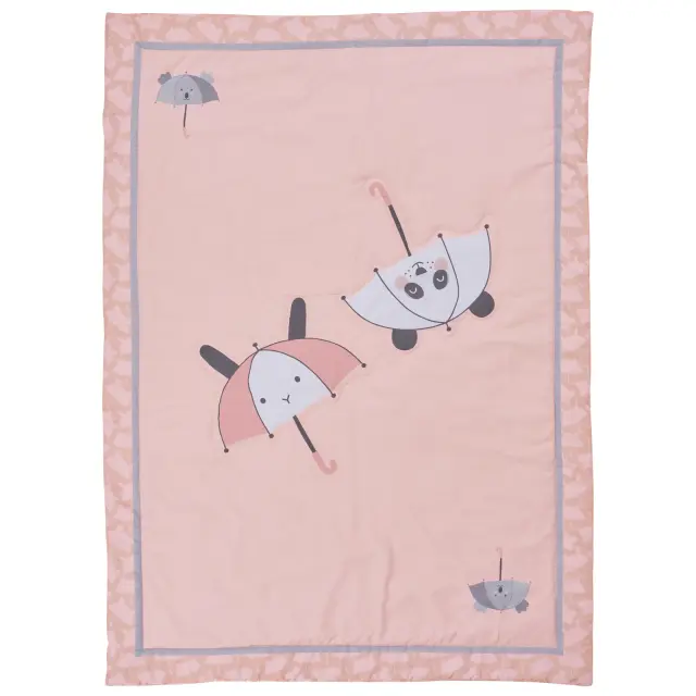 Κουβερλί 110x150 Κούνιας Fun Das Home 4878 Γκρι-Λευκό-Ροζ 100% Microfiber 2