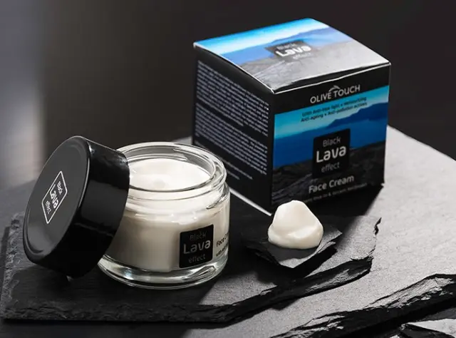 Olive Touch Antipollution & AntiBluelight Black Lava Effect Face Cream Ενυδατική & Αντιγηραντική Κρέμα Προσώπου με Λάβα, 50ml