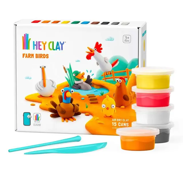 Hey Clay Κατασκευές από Πολύχρωμο Πηλό Farm Birds (3+ ετών) 15020