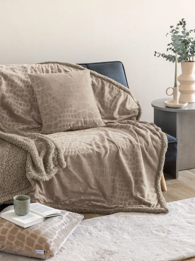 Διακοσμητική Μαξιλαροθήκη 45x45 Palamaiki Flo Flannel-Sherpa- Beige