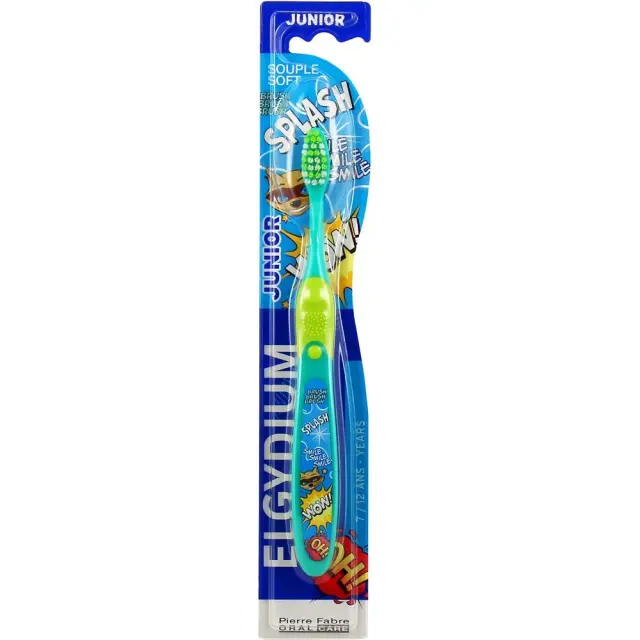 ELGYDIUM Junior Racoon Παιδική Οδοντόβουρτσα Μαλακή για 7-12 Ετών, Πράσινο