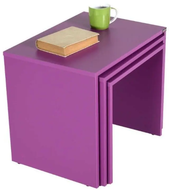 Σετ τραπεζάκια Ζιγκόν SHP-103-UU Μοβ 55x47x40cm 3