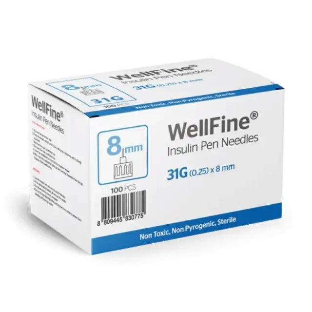 Ambitas WellFine Insulin Pen Needles 31G (0.25) x 8mm 100τμχ