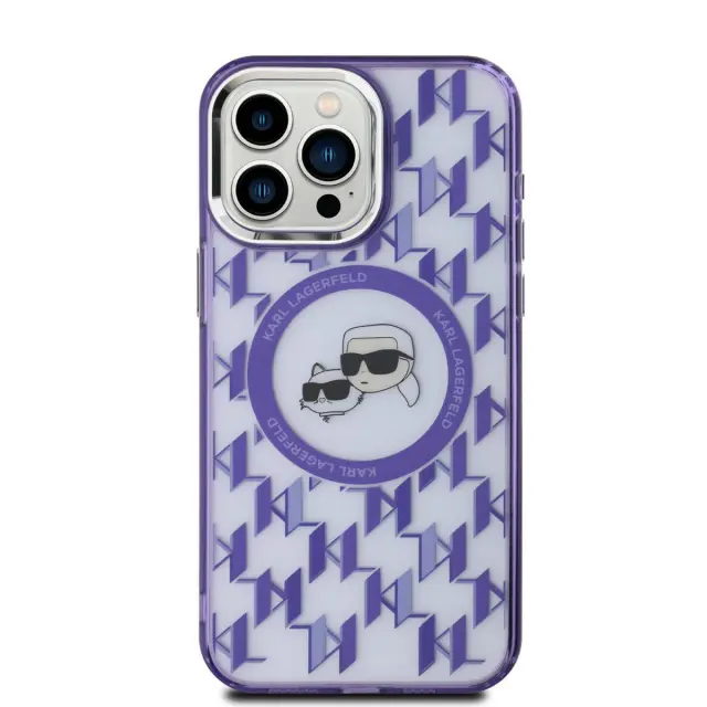 Karl Lagerfeld® Iml Monogram K&CH Heads Magsafe Θήκη για iPhone 16 Pro Max-Purple 3