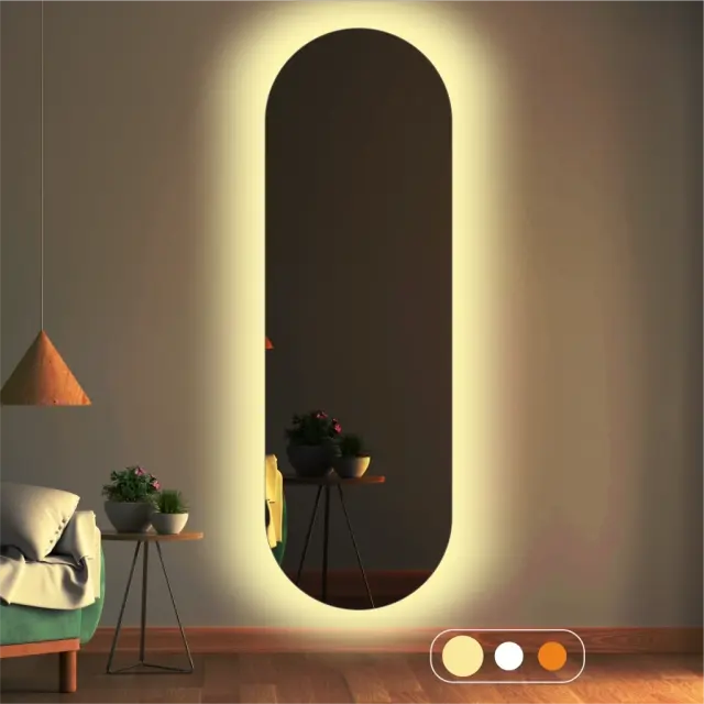 Stewehome Οβάλ Καθρέπτης με LED Φωτισμό 140x45x45 cm