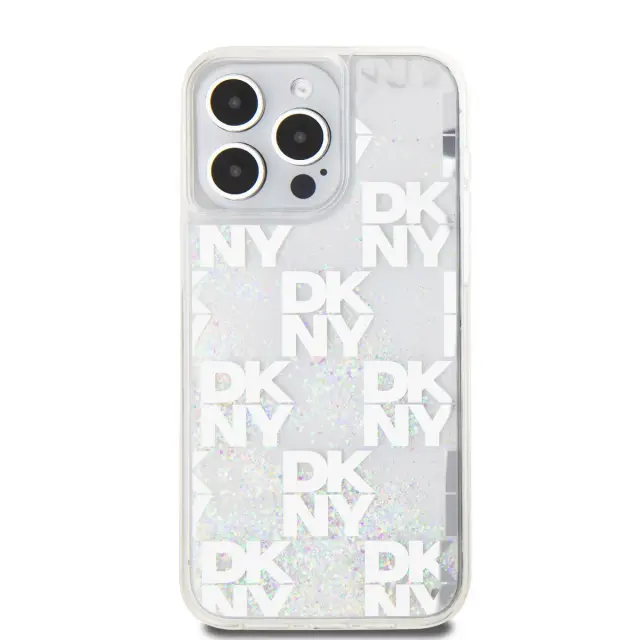 DKNY Liquid Glitter Checkered Pattern Case for iPhone 15 Pro Max Transparent 2