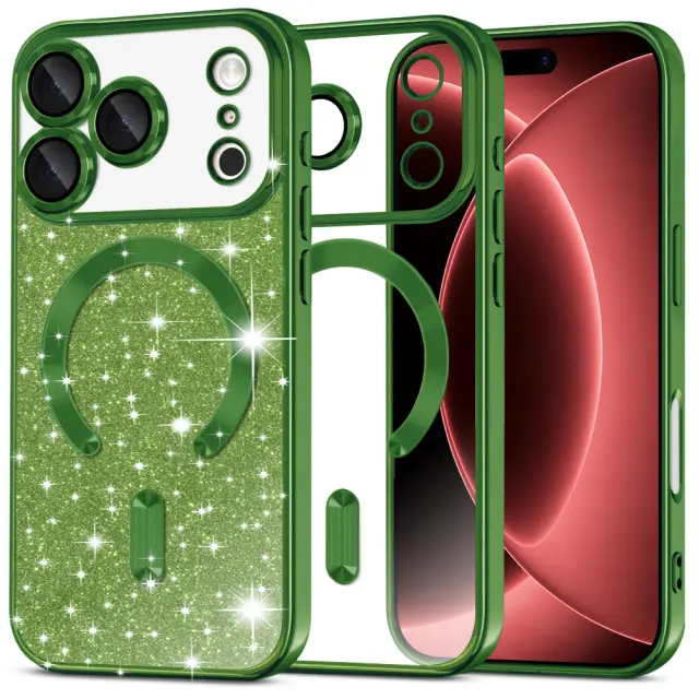 Techsuit® Luxury Glitter MagSafe για iPhone 18 Pro Max / iPhone 17 Pro Max -Deep Green