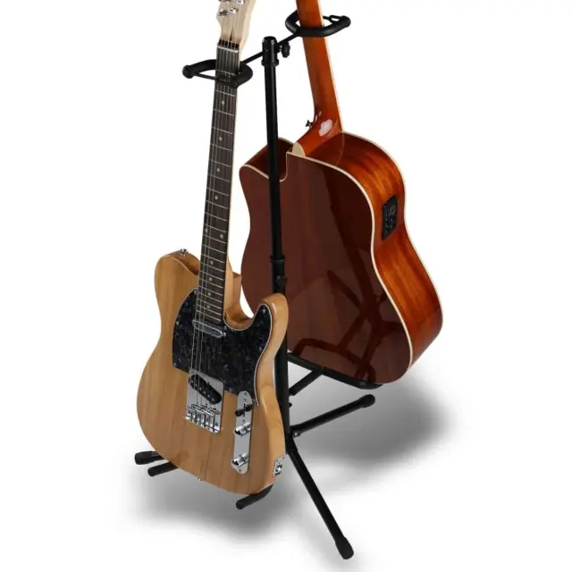 SUPRIMO GS4 guitar stand rack for 2 guitars black foldable steel freestanding up to 30 kg 2