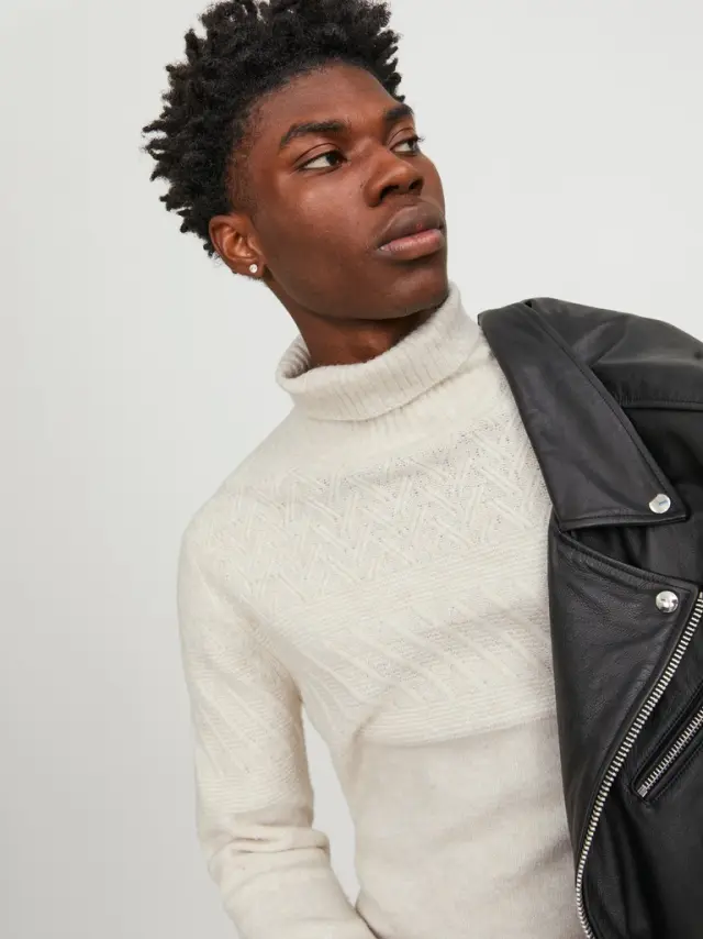 JPRCCMILO KNIT ROLL NECK BF LN moonbeam 3