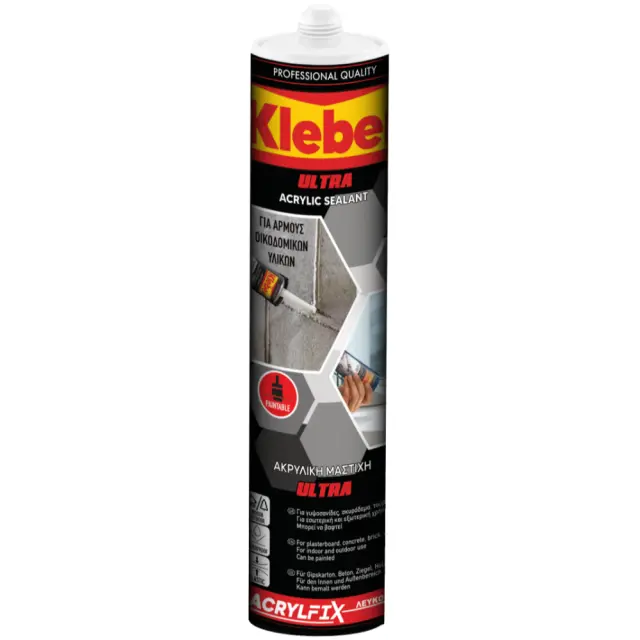 KLEBER ACRYLFIX ΕΛΑΣΤΙΚΟΣ ΑΚΡΥΛΙΚΟΣ ΑΡΜΟΣΤΟΚΟΣ ΓΕΝΙΚΗΣ ΧΡΗΣΗΣ ΛΕΥΚΟ 450GR UNIVERSAL 1069