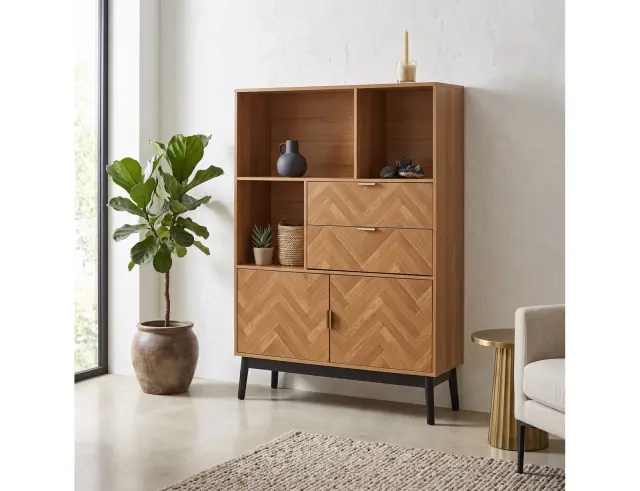 Βιβλιοθήκη Felix Home Deco Factory με ράφια, συρτάρια και διαστάσεις 100x35x140cm HD0304