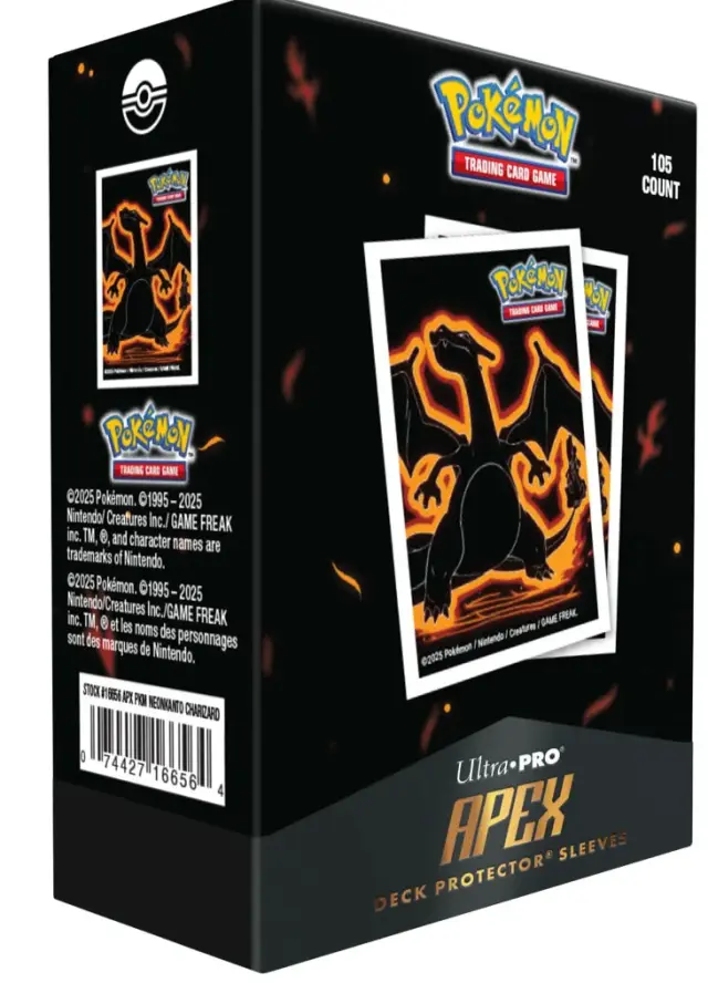 UP - Neon Kanto 105ct APEX Deck Protector Sleeves Charizard for Pokemon