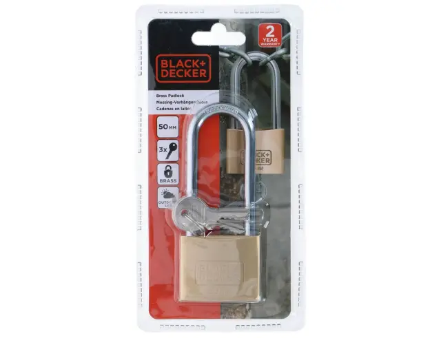 Λουκέτο ασφαλείας μακρύλαιμο Black+Decker με 3 κλειδιά - 50mm 8301100000000000 2