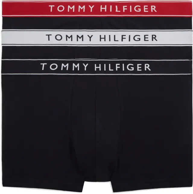 Tommy Hilfiger Ανδρικό Boxer Essential Logo Waistband Trunks - Τριπλό Πακέτο, Χρώμα Nb-White-Medium Red-Navy Blue