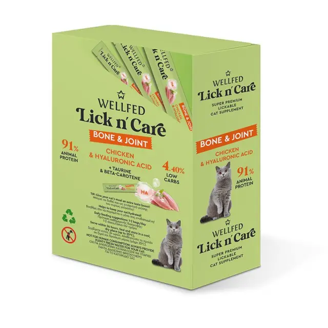 WellFed Lick n Care Bone & Joint Λιχουδιά για Γάτες με Κοτόπουλο & Υαλουρονικό Οξύ 15gr