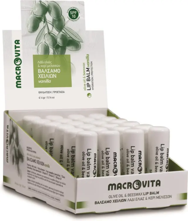 Macrovita Lip Balm Spf10 Προστασία Χειλιών Με Γεύση Βανίλια 4gr