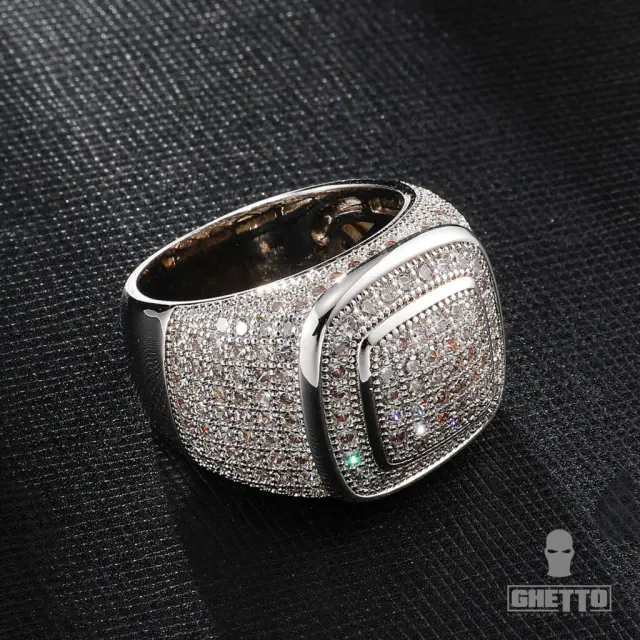Ghetto Zircon Silver Ring Hip Hop Men s