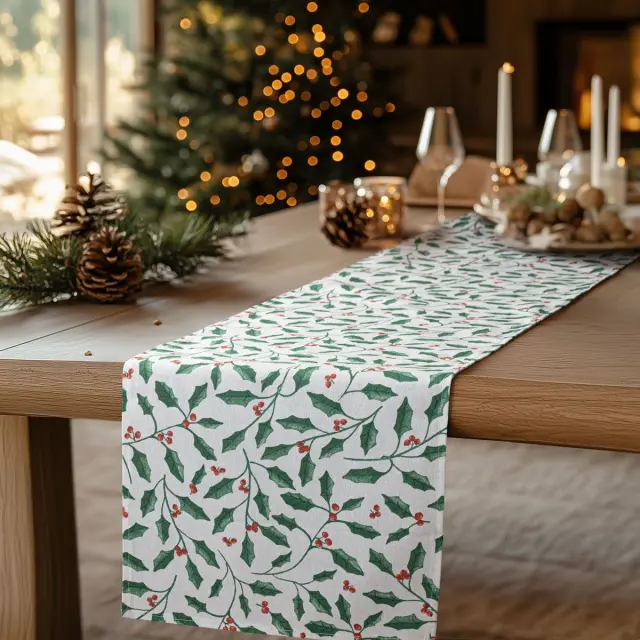 Beauty Home ΡΑΝΝΕΡ HOLLY BRANCH XMAS 32 cm x 2.5 m 2