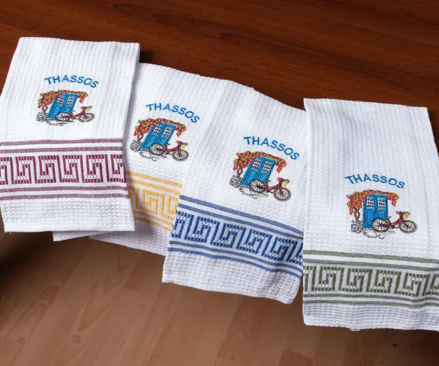 Σετ 12 τεμαχίων ποτηρόπανα (45cm x 65cm) ποδήλατο THASSOS - -