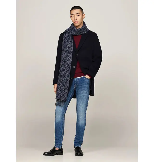 Κασκόλ TOMMY HILFIGER Monogram Wool Cashmere 12836 Μαύρο 2