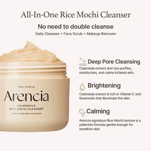 Arencia Calendula Rice Mochi Cleanser Διπλός καθαρισμός σε ένα βήμα 120gr 3