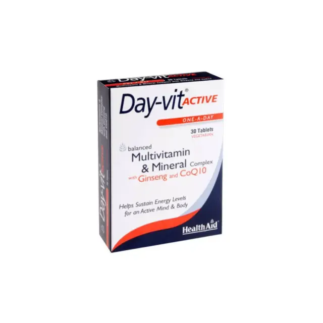 Health Aid Day Vit Active Coq10 Ginseng, Συμπλήρωμα Διατροφής με Συνένζυμο Q10 & Τζίνσενγκ 30 ταμπλέτες