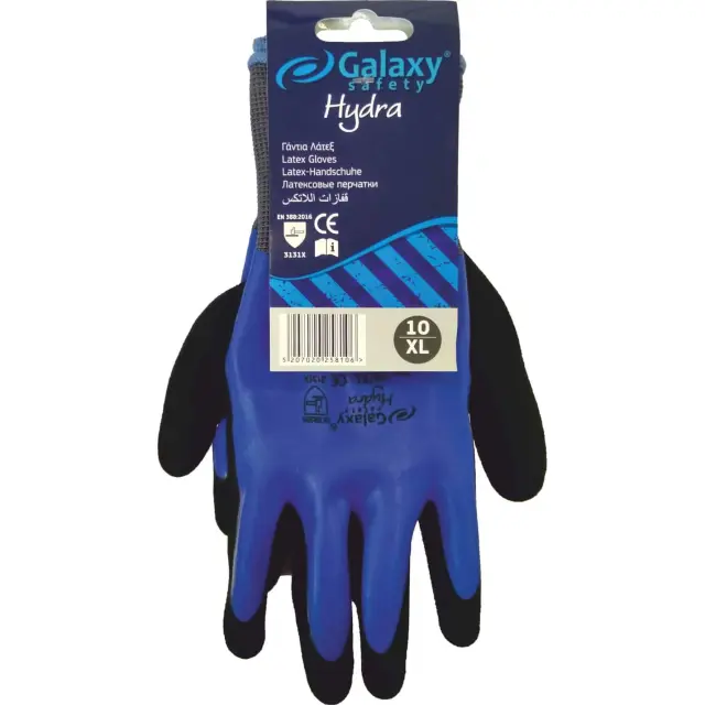Γάντια LATEX HYDRA Μπλε-Μαύρο - No 10 2