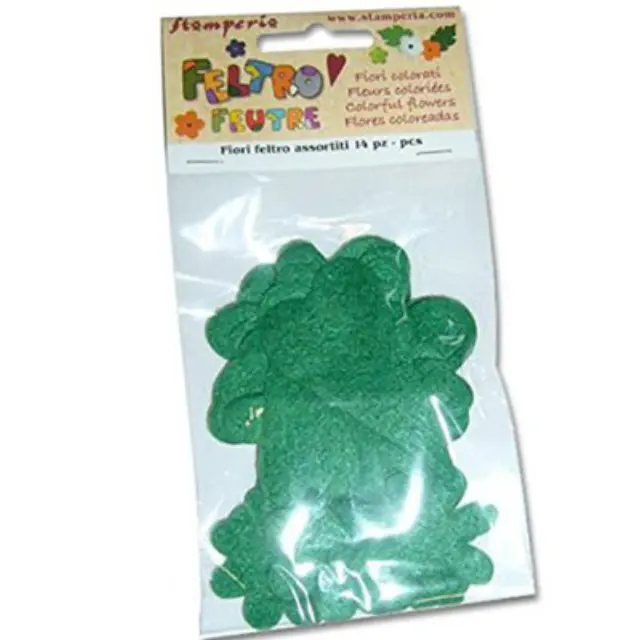 Λουλούδια Felt Διάφορα Σχήματα 2-4cm - Green Emerald - 14τεμ